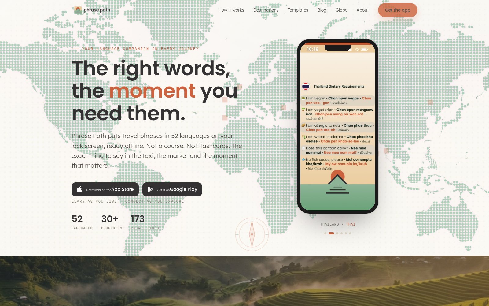 Phrase Path travel language app website